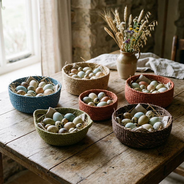 Cestas con huevos repartidos