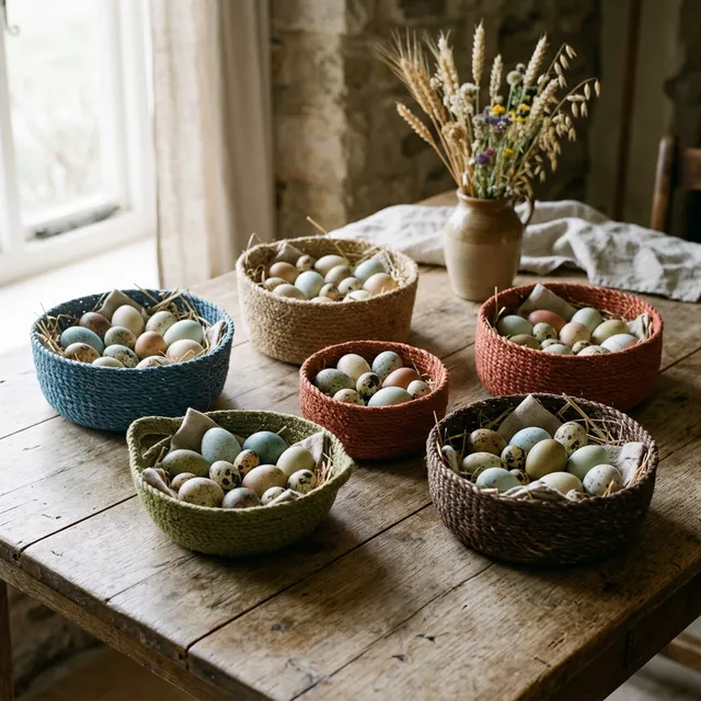 Cestas con huevos repartidos