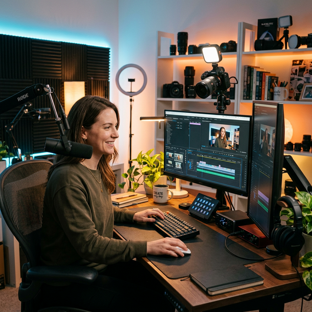 Creador de contenido con cámara y micrófono