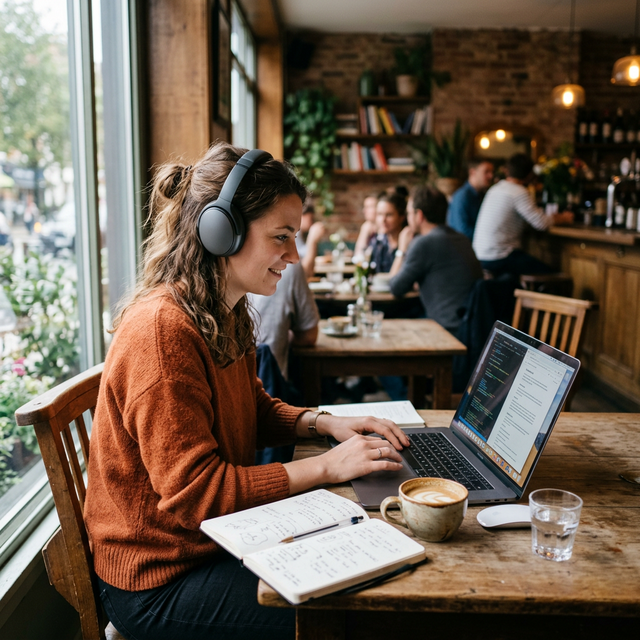 Freelancer trabajando en un portátil