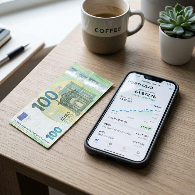 Gráfico de crecimiento de 100€ mensuales