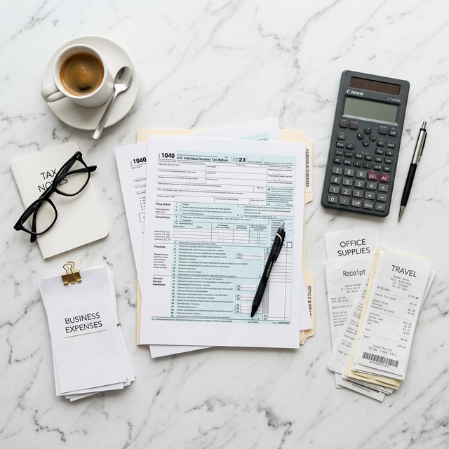 Formularios de impuestos en un escritorio