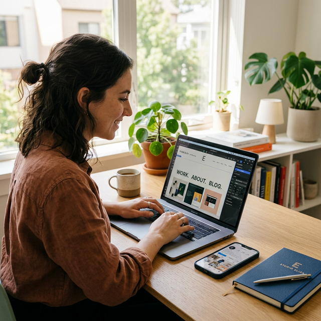 Persona construyendo su marca personal online