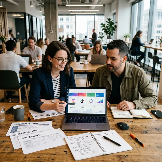 Pantalla con canales de marketing digital