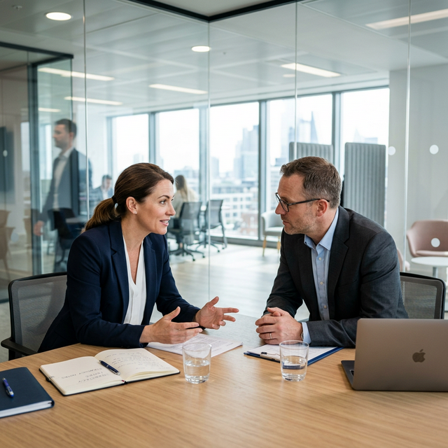 Dos personas negociando en una mesa