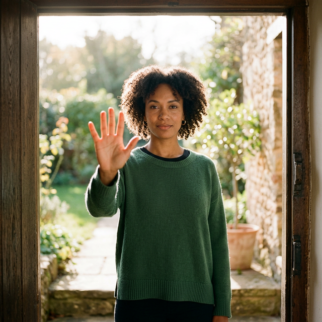 Mano haciendo gesto de stop con calma