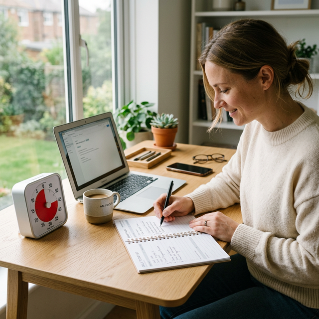 Reloj con tareas organizadas