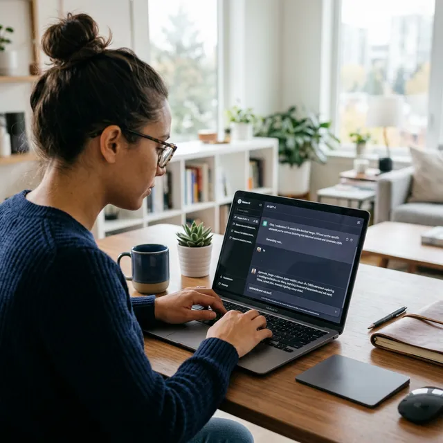 Persona escribiendo un prompt en un ordenador