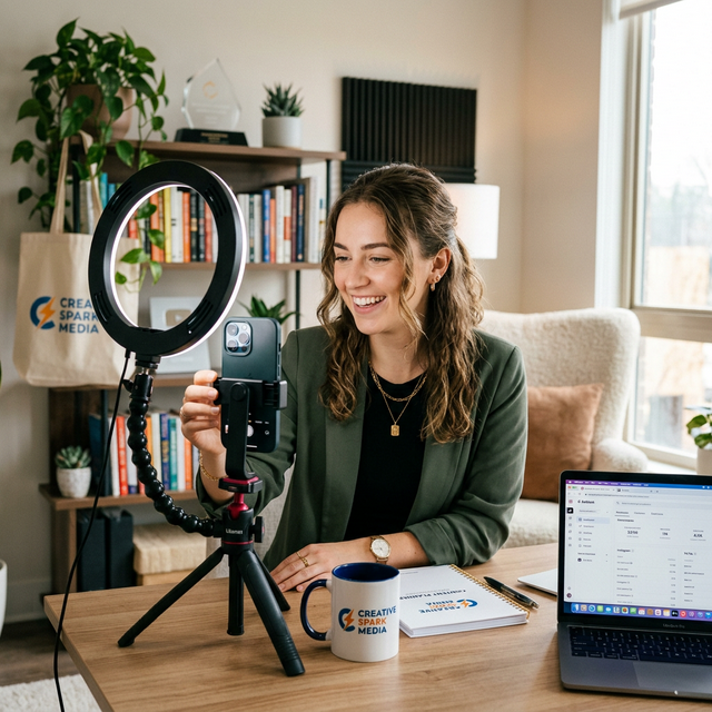 Persona publicando contenido en redes sociales