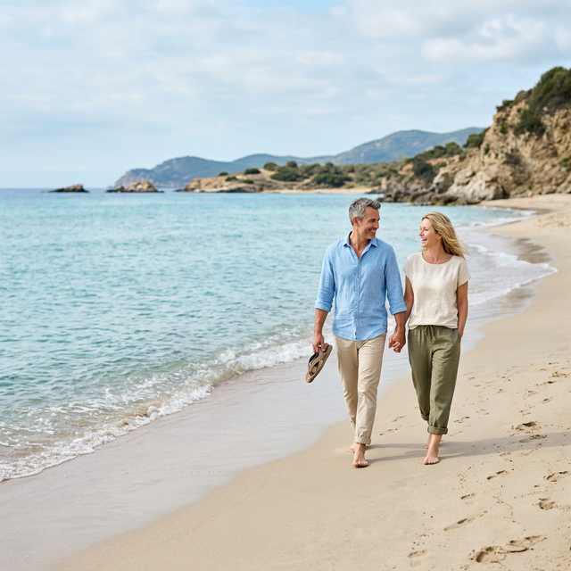 Playa en d�a laborable simbolizando independencia financiera