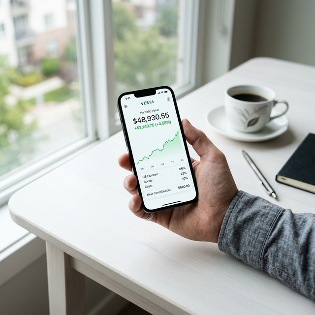 Smartphone con app de inversión de Indexa Capital